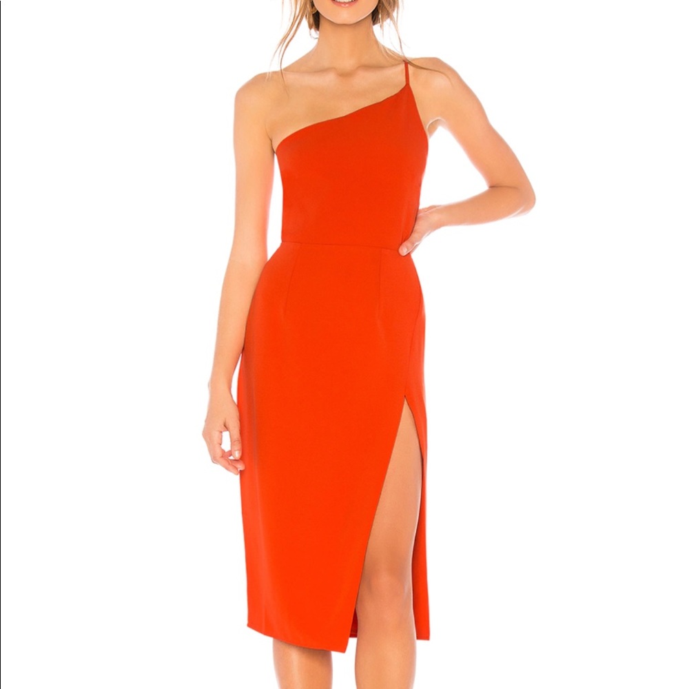 Revolve / Lazo Midi Dress in Blood Orange